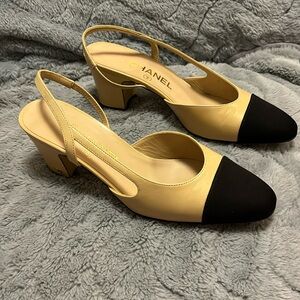 Chanel sling back shoe.